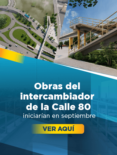 Banner muestra obras de infraestructura alusivos al intercambiador de la calle 80