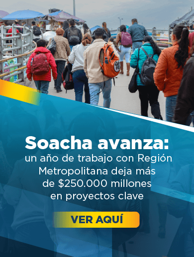 Banner alusivo al aniversario de asociatividad del municipio de Soacha a la RMBC