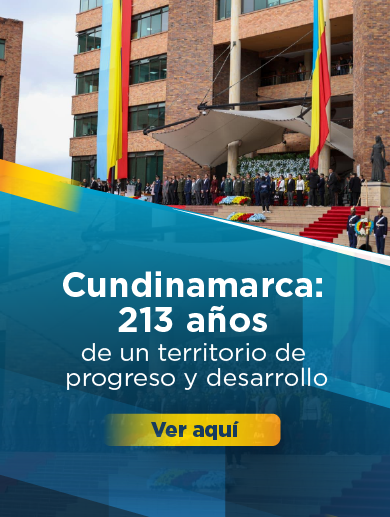 Diseño sobre el cumpleaños de la Gobernación de Cundinamarca. El diseño invita a hacer clic para leer la noticia.