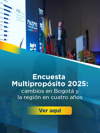 Banner sobre la encuesta multipropósito 2025 revelada por la Región Metropolitana durante la segunda edición de Datos y Voces que Conectan la Región