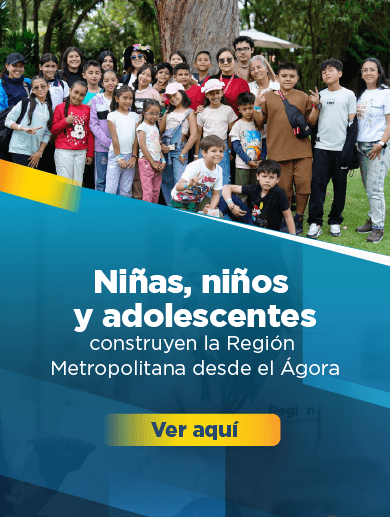 Banner alusivo al encuentro de niñas, niños y adolescentes en el marco del Ágora Metropolitana de la Región Metropolitana Bogotá Cundinamarca