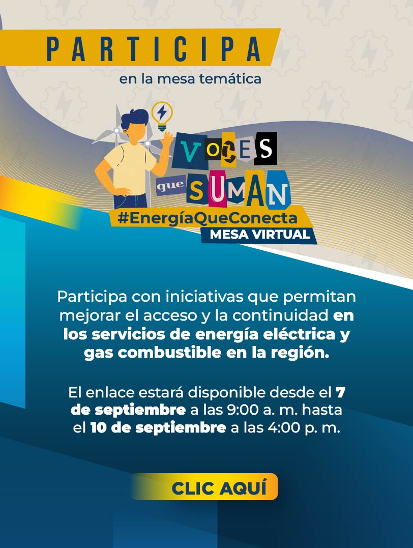 Banner de invitación a la mesa temática virtual sobre energía y gas