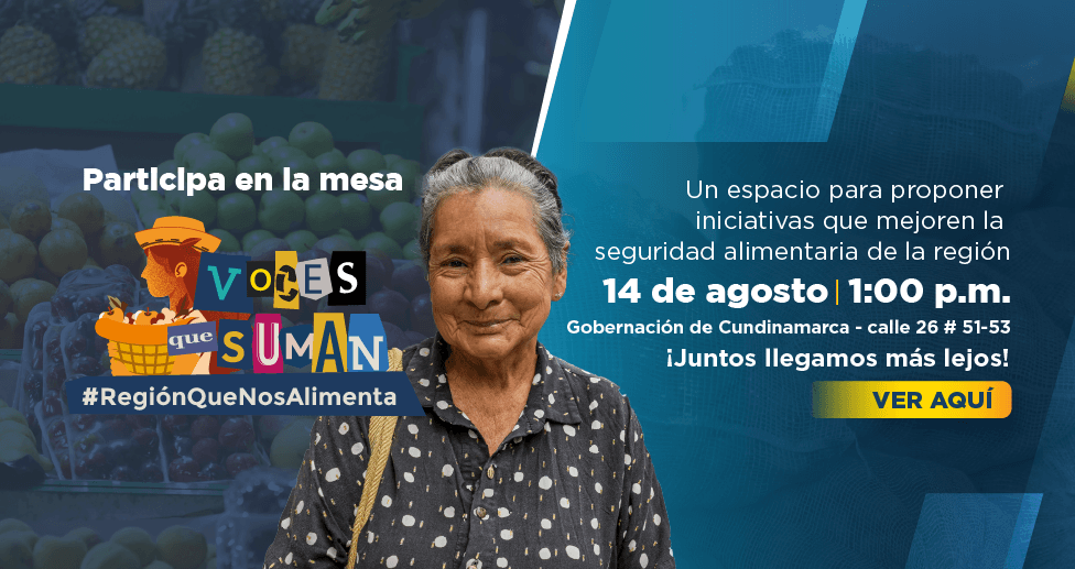 Imagen tipo diseño en el que aparece una mujer adulta mayor con la información sobre la mesa temática que se realizará el próximo 14 de agosto en la Gobernación de Cundinamarca