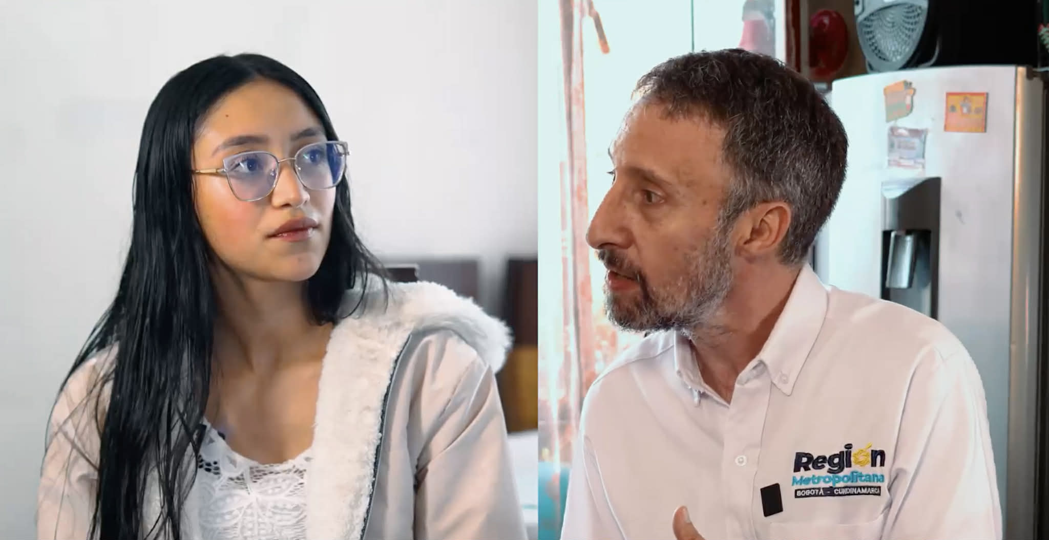 Director de la Región Metropolitana Bogotá Cundinamarca Luis Lota y Valentina, becaria del programa Jóvenes a la E Regional