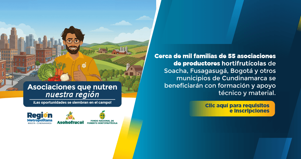 Banner sobre la convocatoria de asociaciones campesinas de Cundinamarca para postularse a programas de fortalecimiento