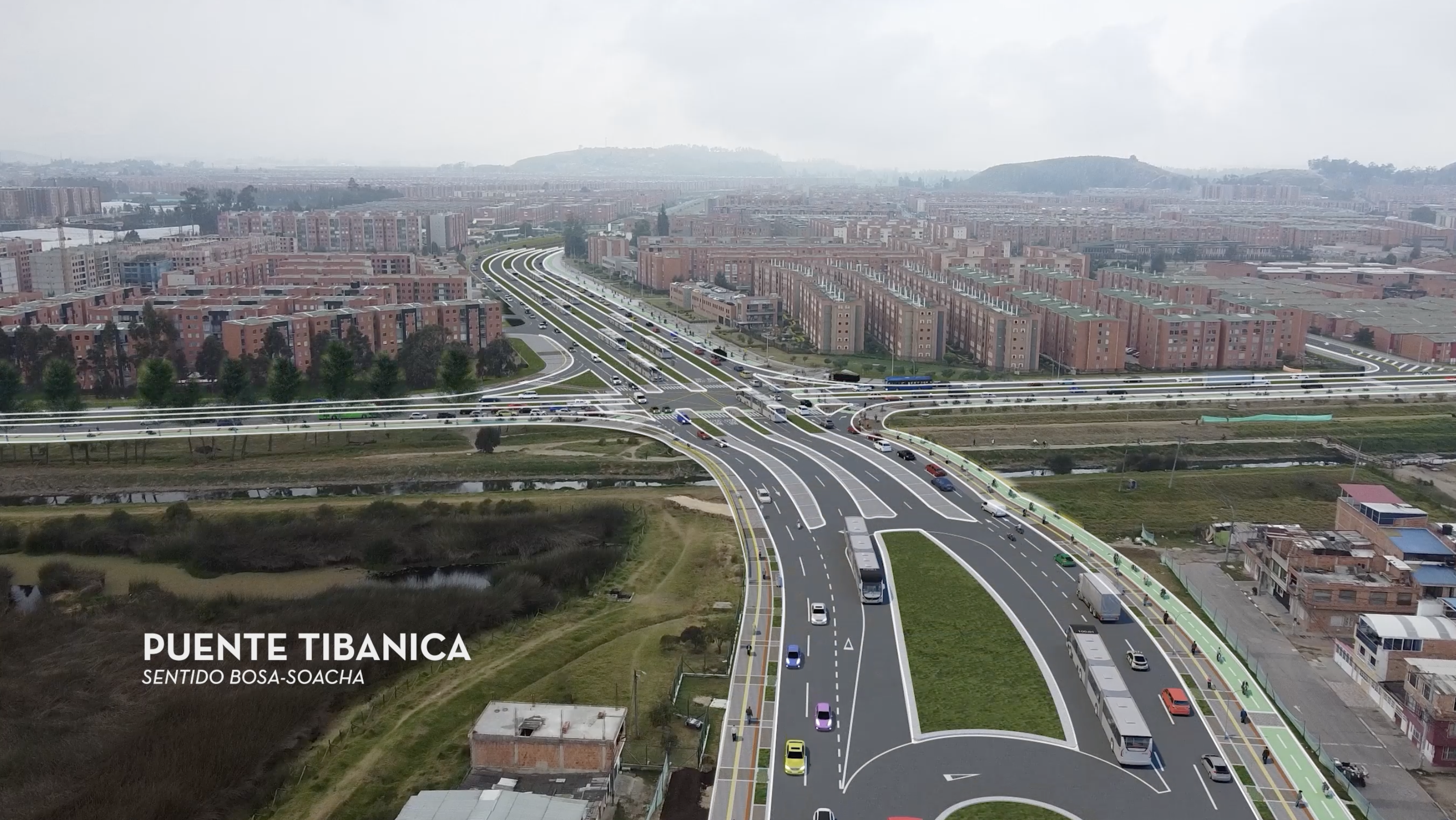 Imagen tipo render sobre el puente Tibanica en Soacha