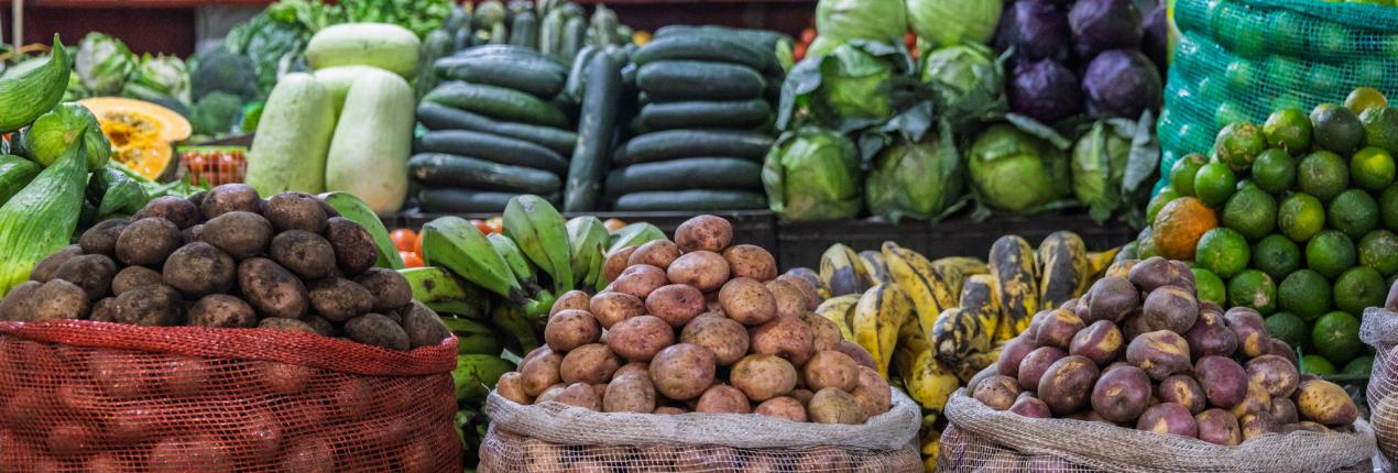 Fotografía productos en plaza de mercado en alusión al Sistema de Abastecimiento Regional Agroalimentario (SARA) y su Plan de Abastecimiento a Escala Regional