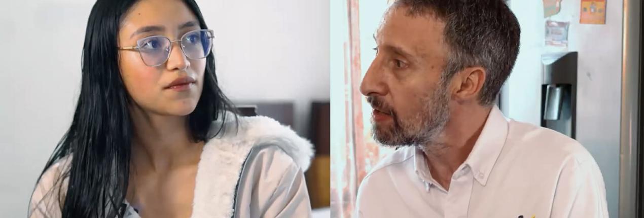 Director de la Región Metropolitana Bogotá Cundinamarca Luis Lota y Valentina, becaria del programa Jóvenes a la E Regional