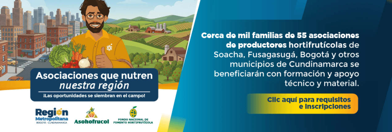 Banner sobre la convocatoria de asociaciones campesinas de Cundinamarca para postularse a programas de fortalecimiento