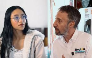 Director de la Región Metropolitana Bogotá Cundinamarca Luis Lota y Valentina, becaria del programa Jóvenes a la E Regional