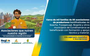 Banner sobre la convocatoria de asociaciones campesinas de Cundinamarca para postularse a programas de fortalecimiento