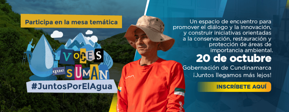 Banner alusivo a la mesa temática sobre agua a realizar el 20 de octubre en la Gobernación de Cundinamarca