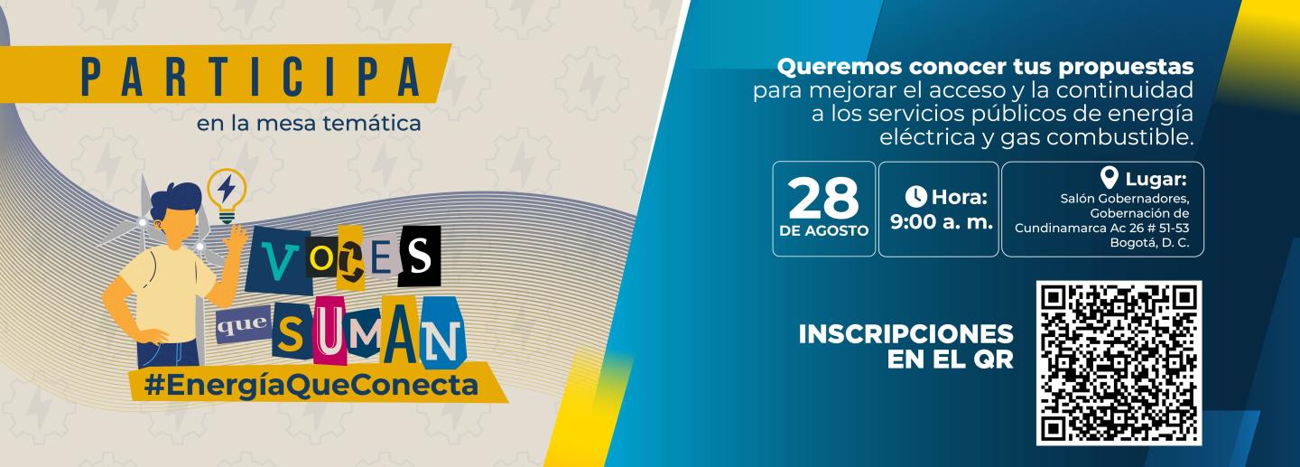 Invitación a inscribirse a la mesa temática sobre energía a realizarse el 28 de agosto, haz clic para ir al formulario