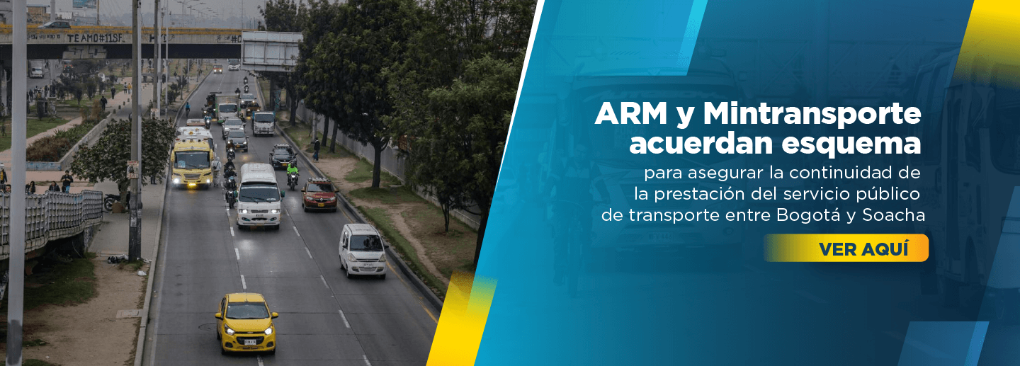 Banner sobre el acuerdo entre la Agencia Regional de Movilidad y el Ministerio de Transporte para garantizar la continuidad en la prestación del servicio público de transporte entre Bogotá y Soacha