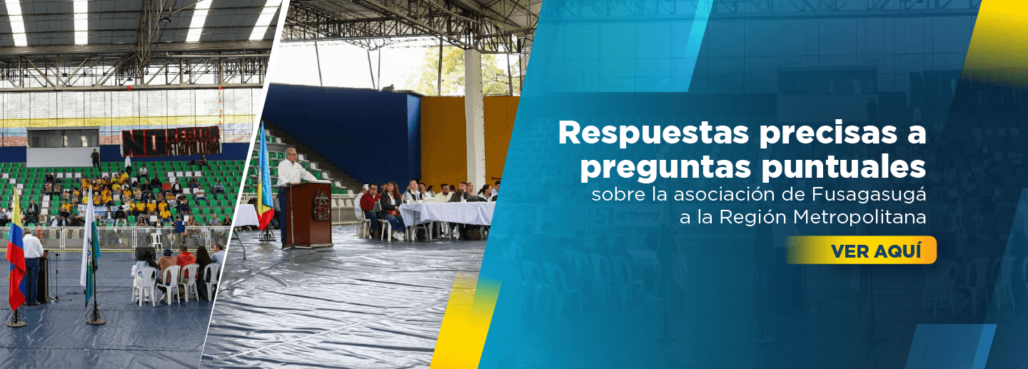 Banner muestra el alcalde de Fusagasugá hablando al público en el coliseo de ese municipio