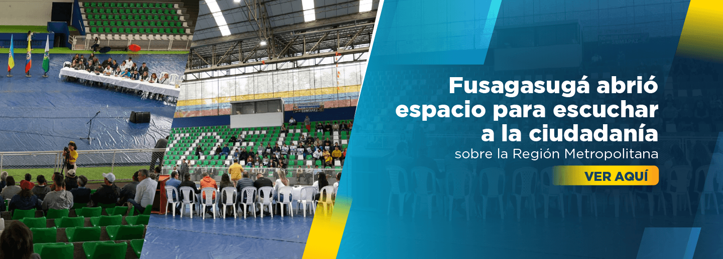 Banner muestra personas reunidas en el coliseo de Fusagasugá donde se realizó un cabildo abierto