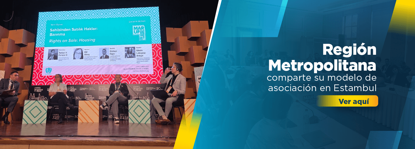 banner alusivo a la participación de una delegada de la Región Metropolitana Bogotá Cundinamarca en el IV Foro Urbano Mundial de Mármara, Turquía