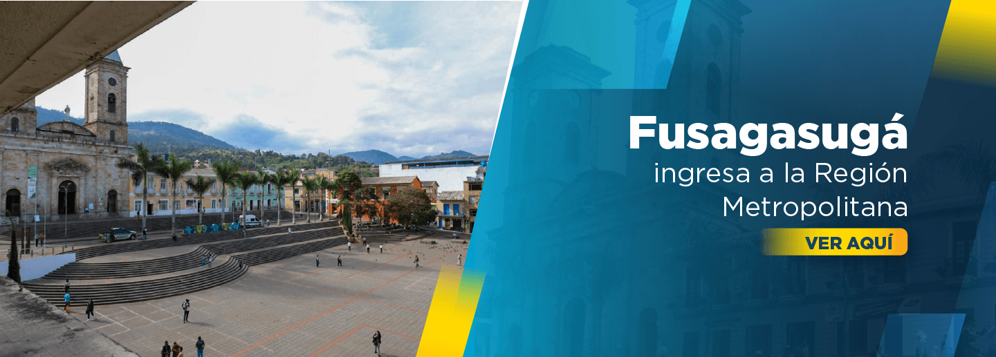 Banner muestra plazoleta principal de Fusagasugá en la que se destaca la iglesia principal y edificios aledaños 