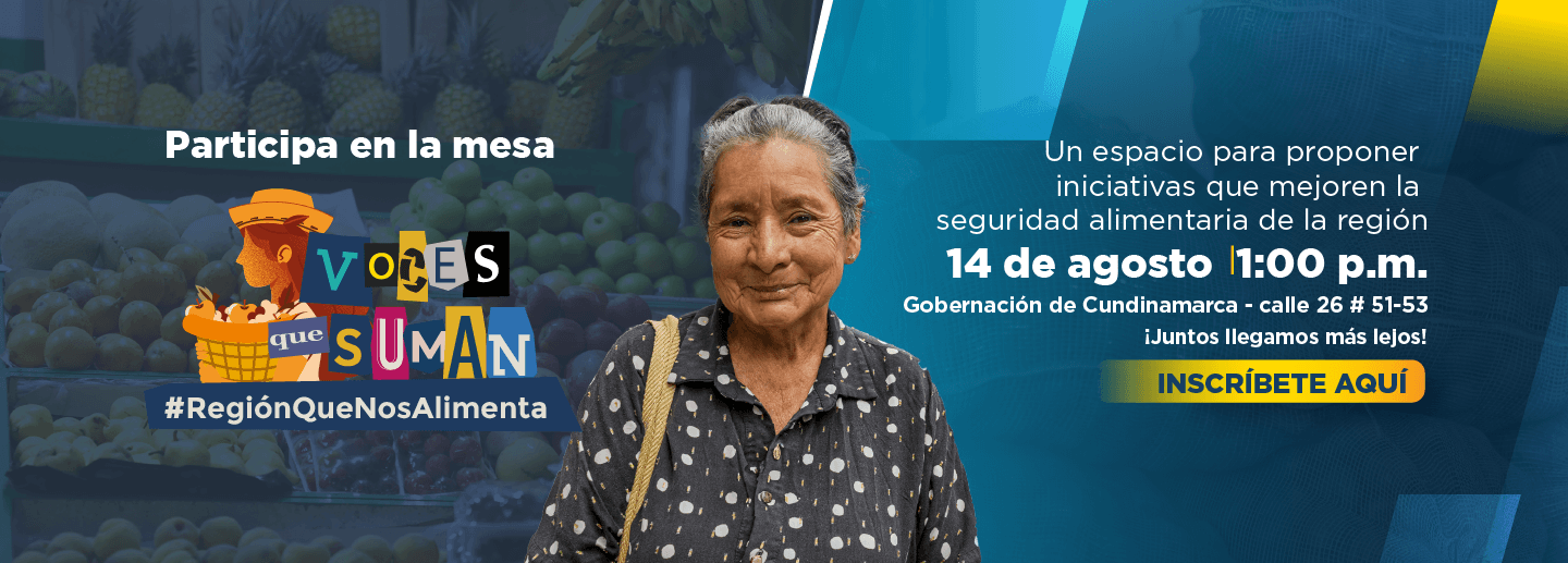 Banner invitación a mesa temática sobre seguridad alimentaria a realizar el 14 de agosto en la Gobernación de Cundinamarca, el banner conduce a un formulario de inscripción
