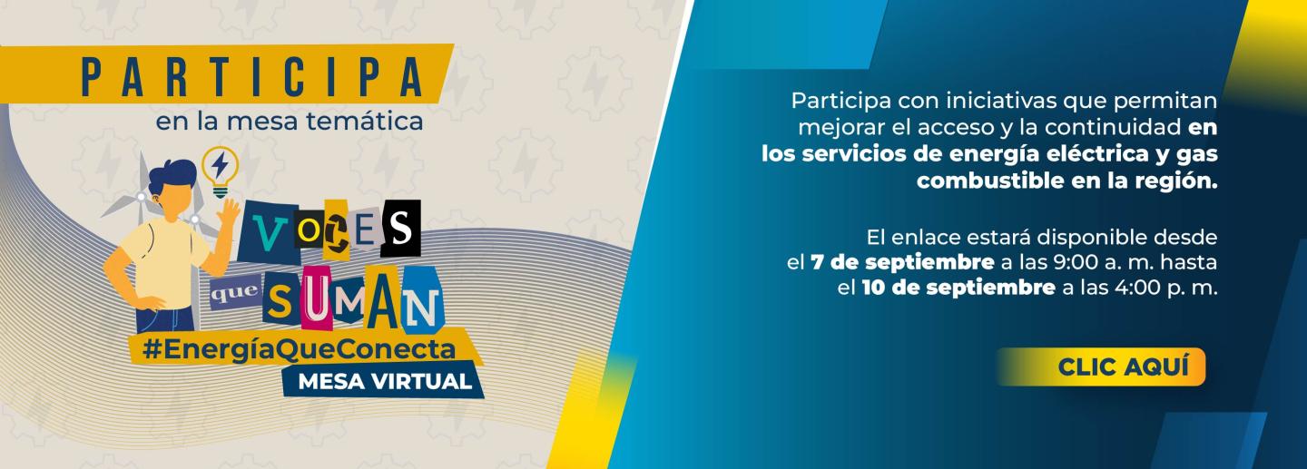 Banner de invitación a la mesa temática virtual sobre energía y gas