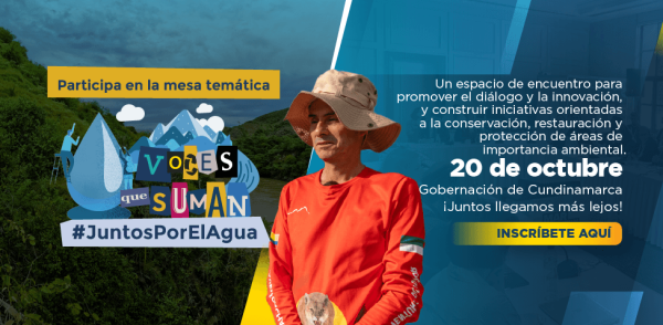 Banner alusivo a la mesa temática sobre agua a realizar el 20 de octubre en la Gobernación de Cundinamarca