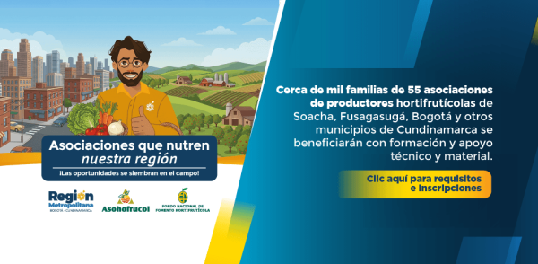 Banner sobre la convocatoria de asociaciones campesinas de Cundinamarca para postularse a programas de fortalecimiento