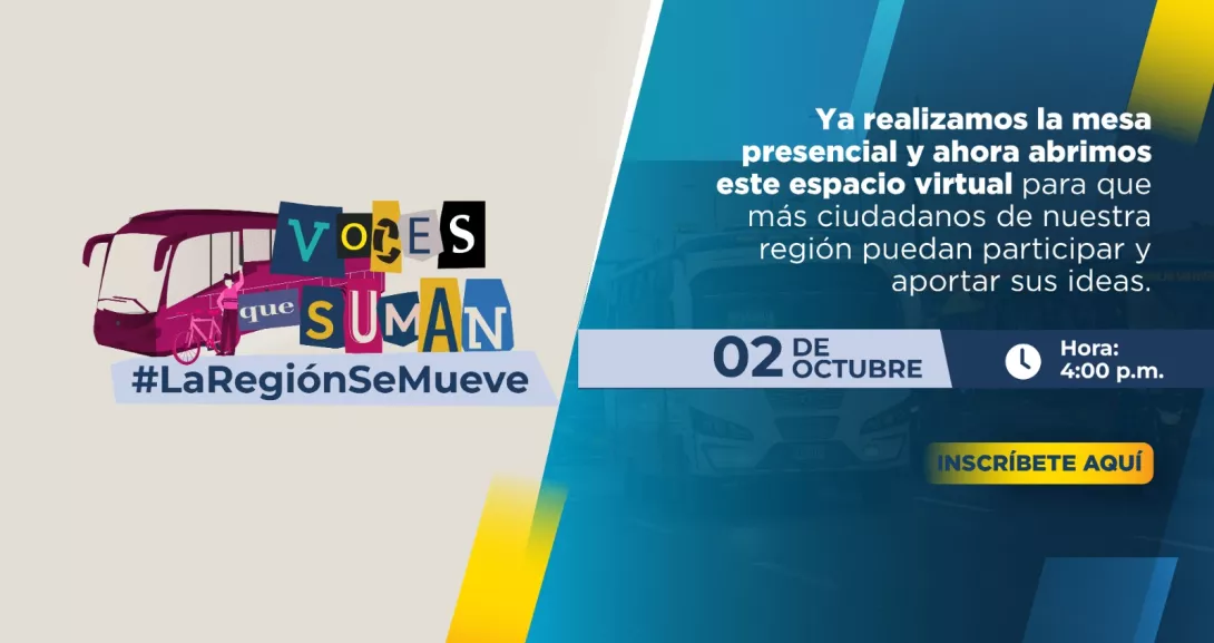 Banner sobre la convocatoria a la mesa temática virtual sobre movilidad el cual invita a inscribirse